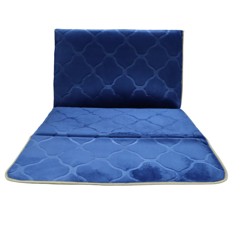 Yuwell Foldable Prayer Mat with Back Support & Carrying Bag, 2-in-1 Prayer Rug Sajadah, Anti-Slip Islamic Salah Mat Soft Velvet Mat 110×65CM for Men & Women, Portable Ramadan & Eid Gift Blue - Image 3
